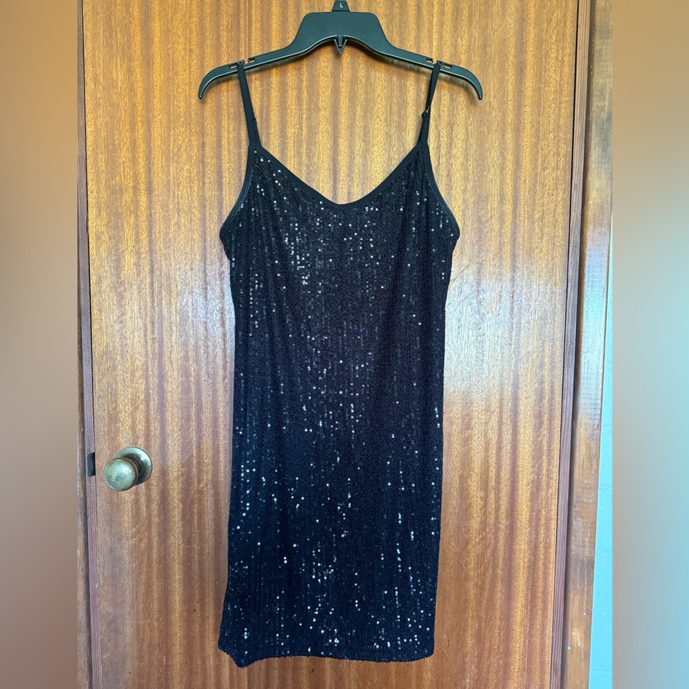 Black Sequin Cami Dress